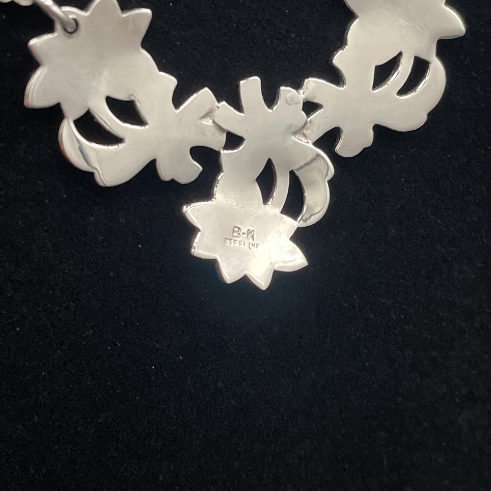 Sterling Silver 925 And Marcasite Necklace B&K 15" Art Deco Vintage 19.86g - Picture 10 of 13